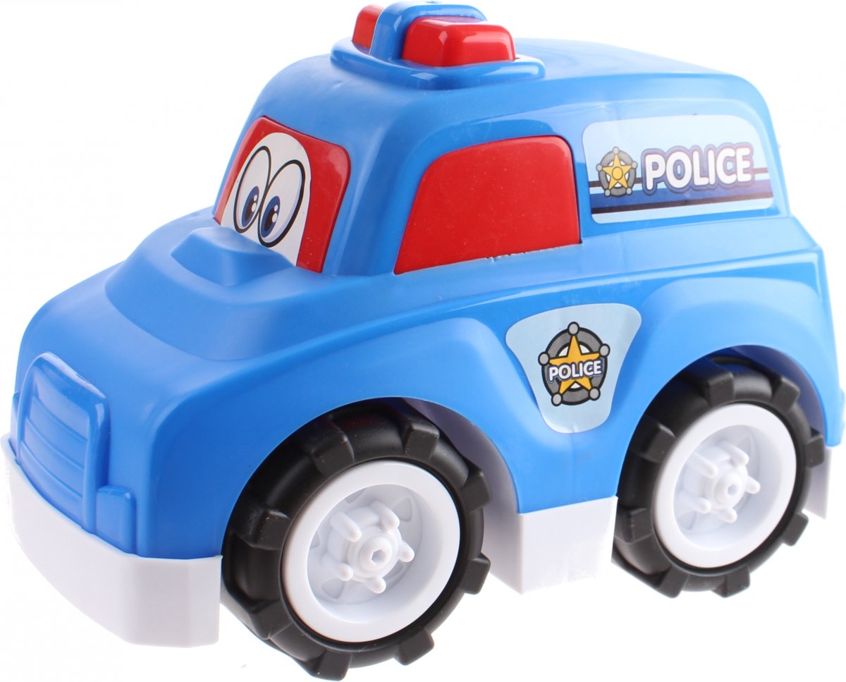 Lets Play Tekenfilmauto Politiewagen 30 Cm Jongens Blauw/wit